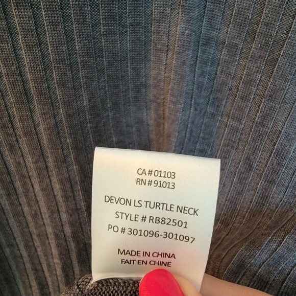 Robert Barakett 100% Wool Gray Ribbed Mens Turtleneck Devon‎ Sweater L - Picture 5 of 6